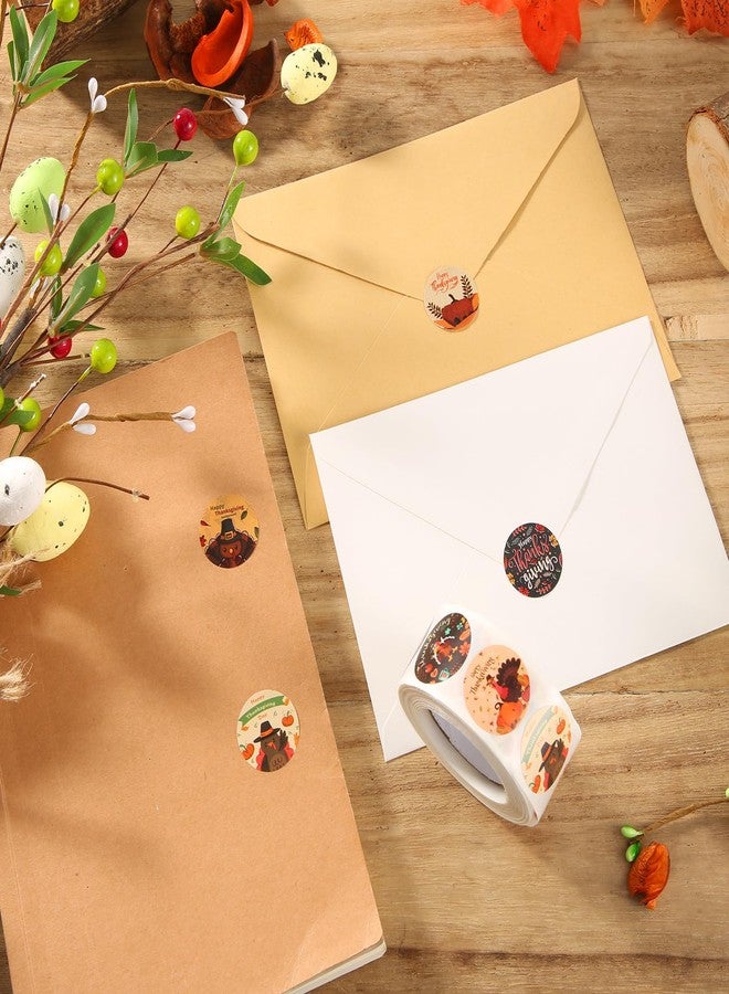 XIHIRCD ملصقات دائرية خريفية من XIHIRCD، 500 قطعة، لإغلاق الأظرف، لوازم حفلات عيد الشكر، زينة عيد شكر سعيد، مقاس متوسط - Image 3